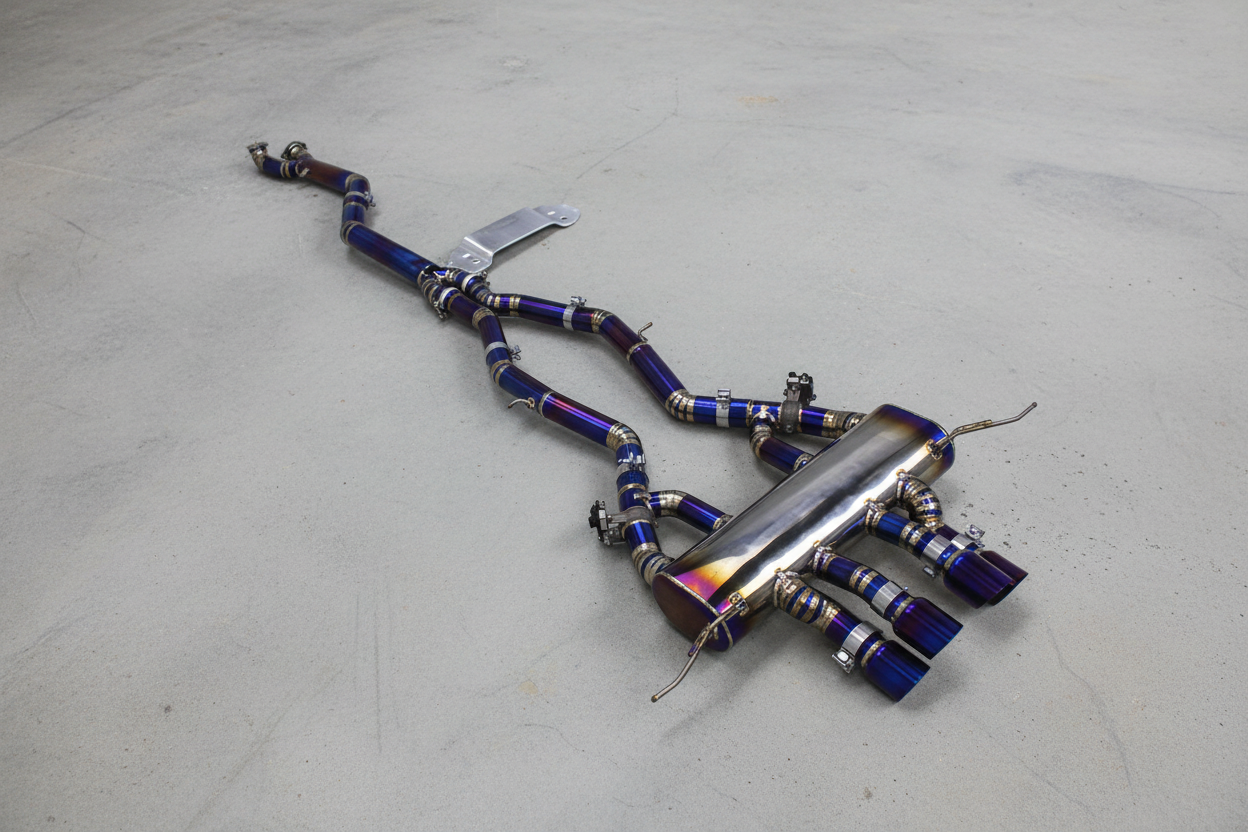 BMW M3/M4 G8X M Performance Titanium Valved Catback Exhaust System with Purple Titanium Exhaust Tips