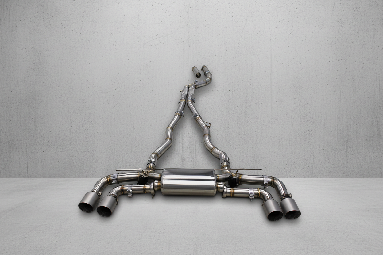 BMW 540i G30/G30 LCI Stainless Steel Valved Non-Res Catback Exhaust System With Silver Exhaust Tips