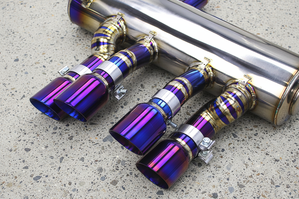 BMW M3/M4 G8X M Performance Titanium Valved Catback Exhaust System with Purple Titanium Exhaust Tips