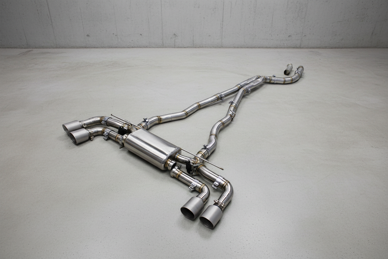 BMW 540i G30/G30 LCI Stainless Steel Valved Non-Res Catback Exhaust System With Silver Exhaust Tips