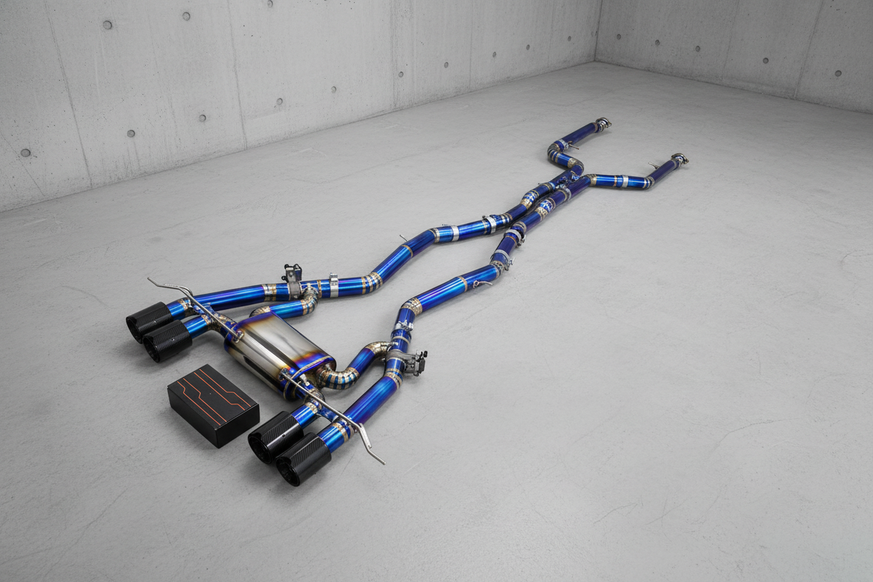 BMW M3/M4 G8X Titanium Valved Catback Exhaust System with Carbon Fibre M Performance Exhaust Tips